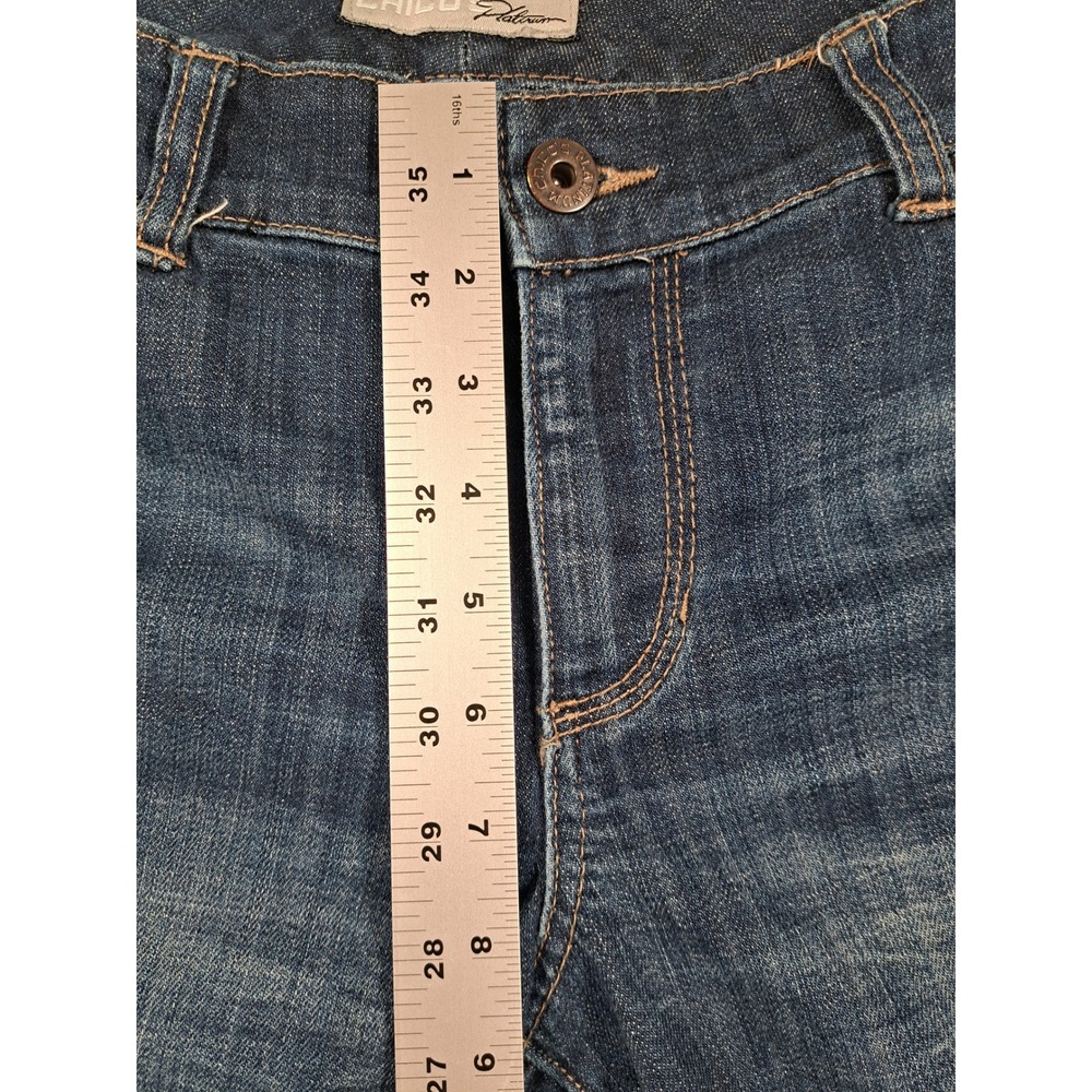 Chicos Platinum Ultimate Fit Slim Leg Jeans Blue Size 0 Regular Medium Wash - Picture 3 of 8
